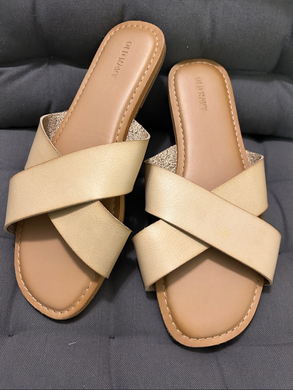 Old Navy Women's Beige Crisscross Slide Sandals